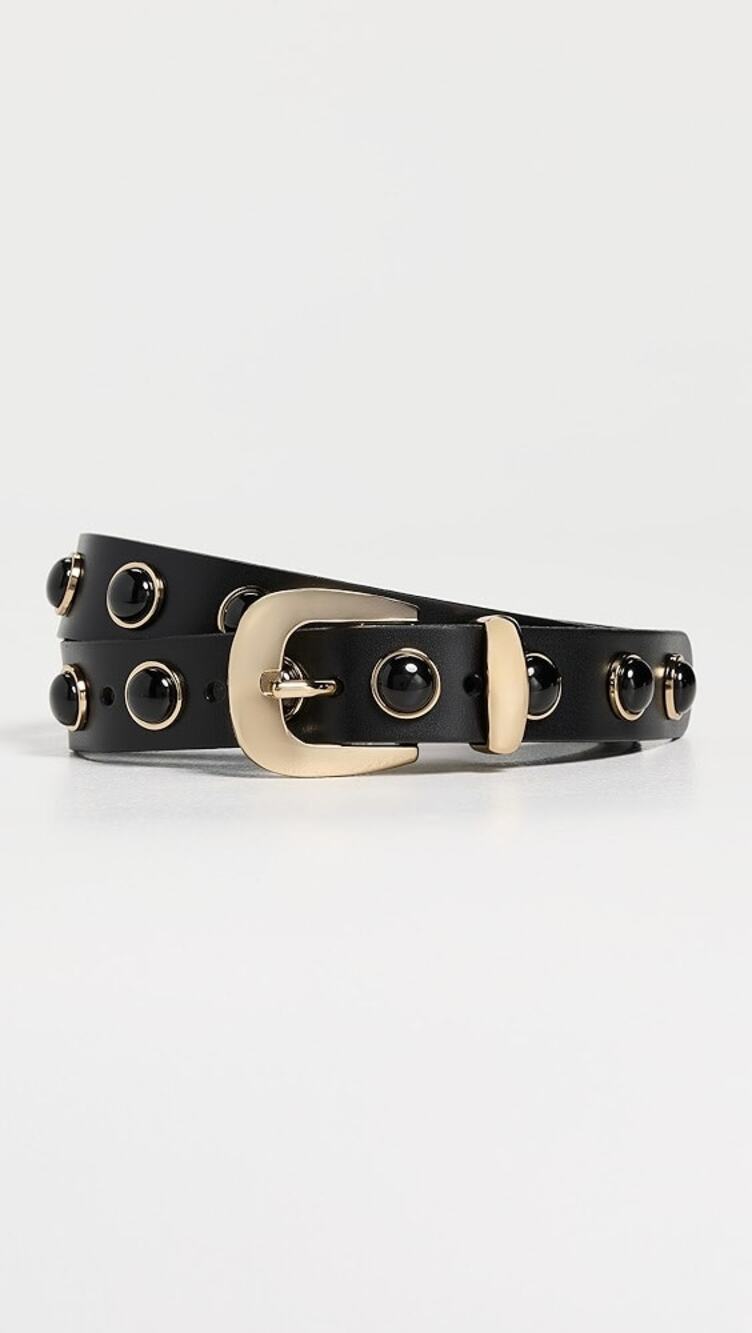Madewell Leather Belt With Cabochon Studs And
Gold-Tone Buckle $98 XL NWT